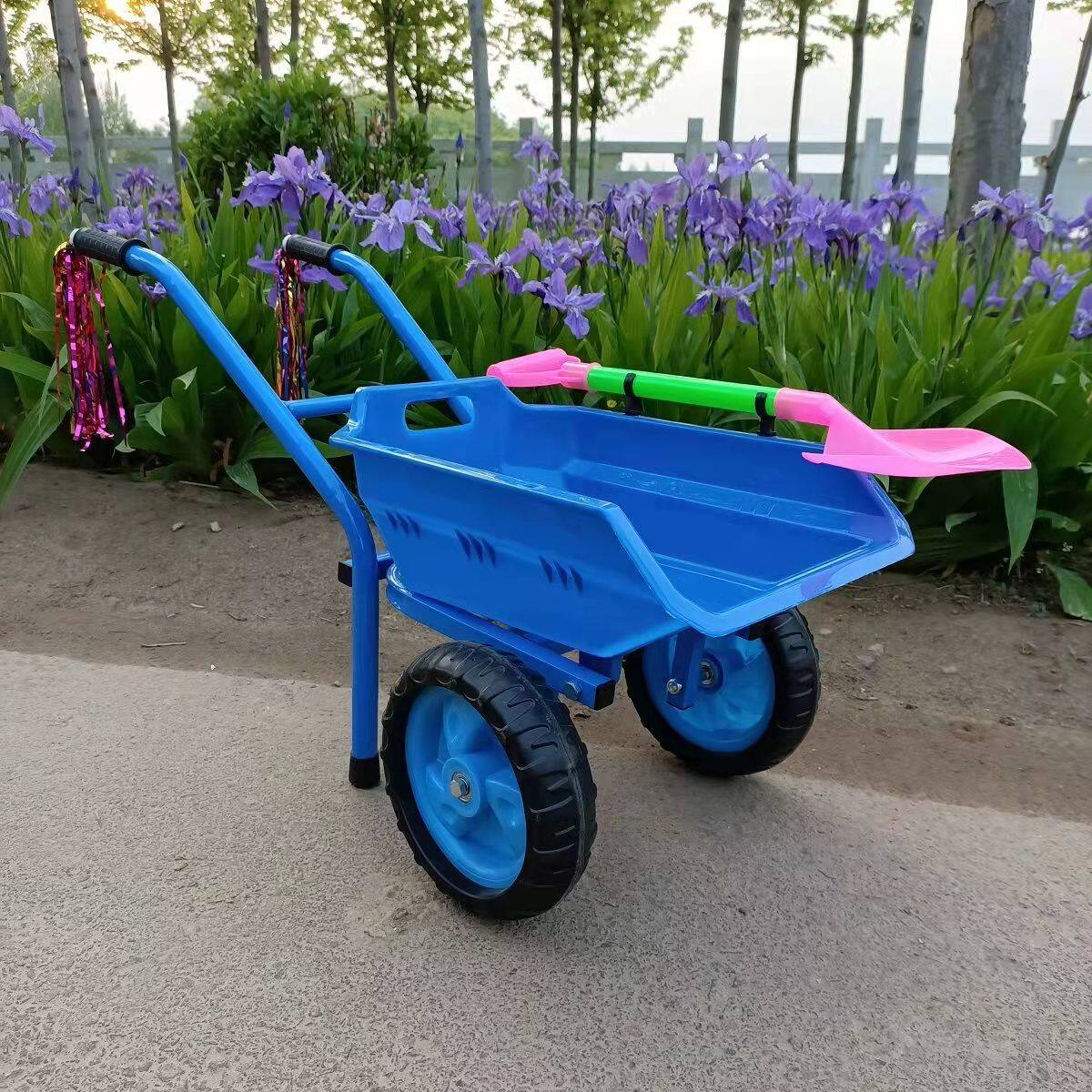 儿童过家家玩具沙滩小推车2-7岁大号双轮单轮工程推土车大翻斗车