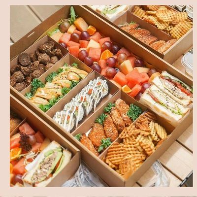 一次性野餐盒春游露营盒子便当盒瓦楞蛋糕盒寿司甜品牛皮纸打包盒