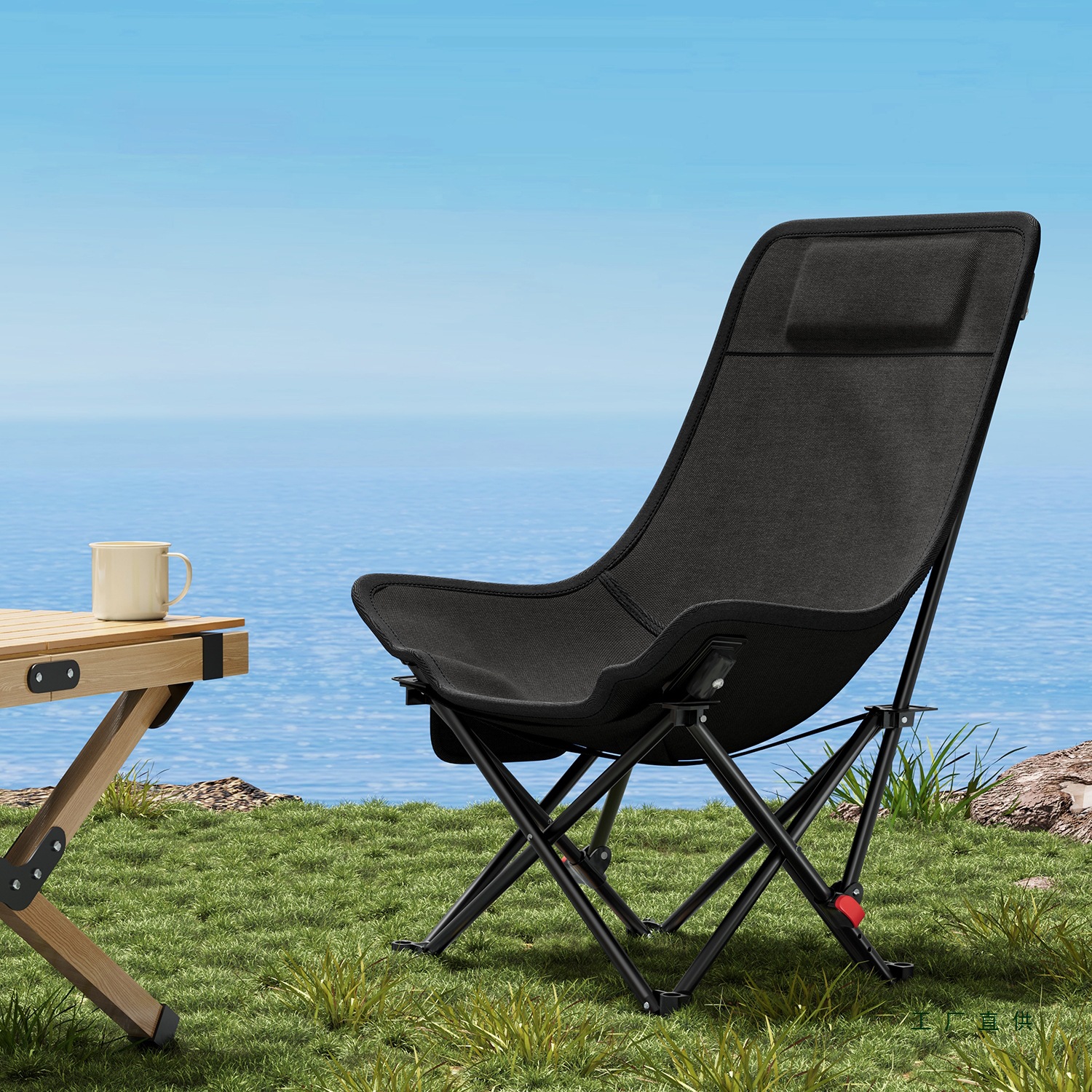 户外月亮椅折叠椅露营野餐小凳子便携靠背椅沙滩椅子办公午休躺椅