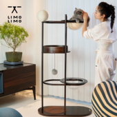 极简猫爬架设计感limolimo太空舱猫实木网红猫爬架双舱亚克力碗