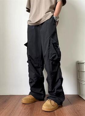 Tim Peake伞兵裤尼龙休闲裤男工装长裤宽松直筒阔腿休闲裤A775