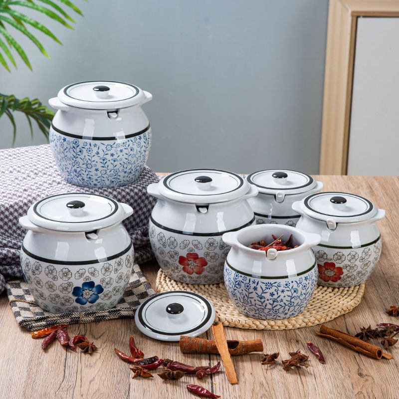 双耳提手猪油罐陶瓷耐高温带盖辣椒罐盐酱调料盒家用商用厨房