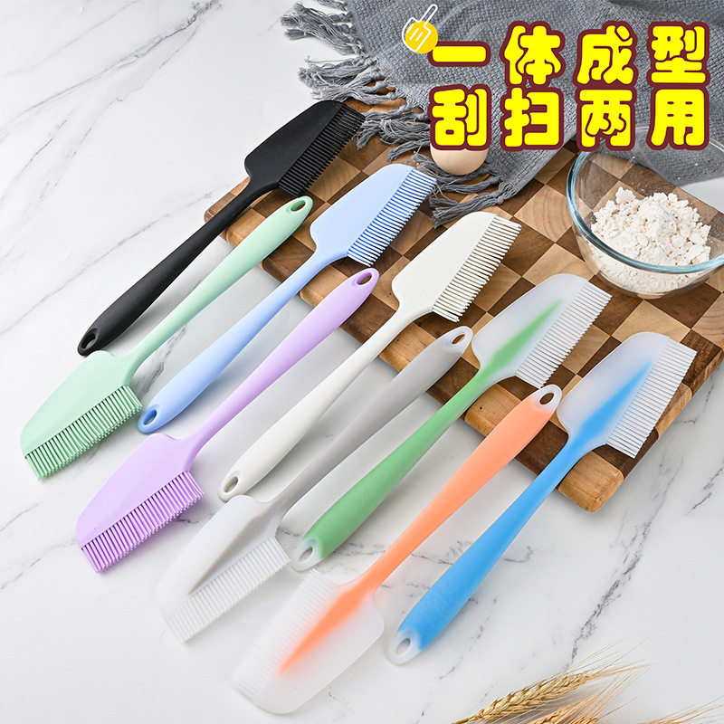 跨境硅胶刮刀油刷一体式烘焙刮刀奶油抹刀户外烧烤刷调料刷子