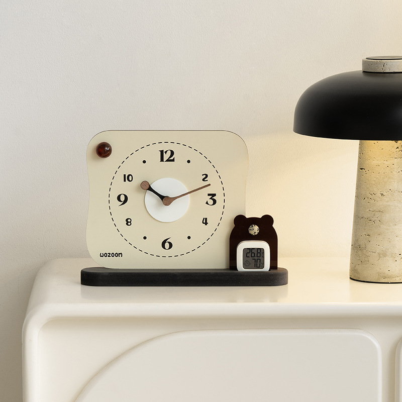 WOZOOM屋准入户玄关温湿度桌面摆件客厅电视柜摆台式时钟装饰品