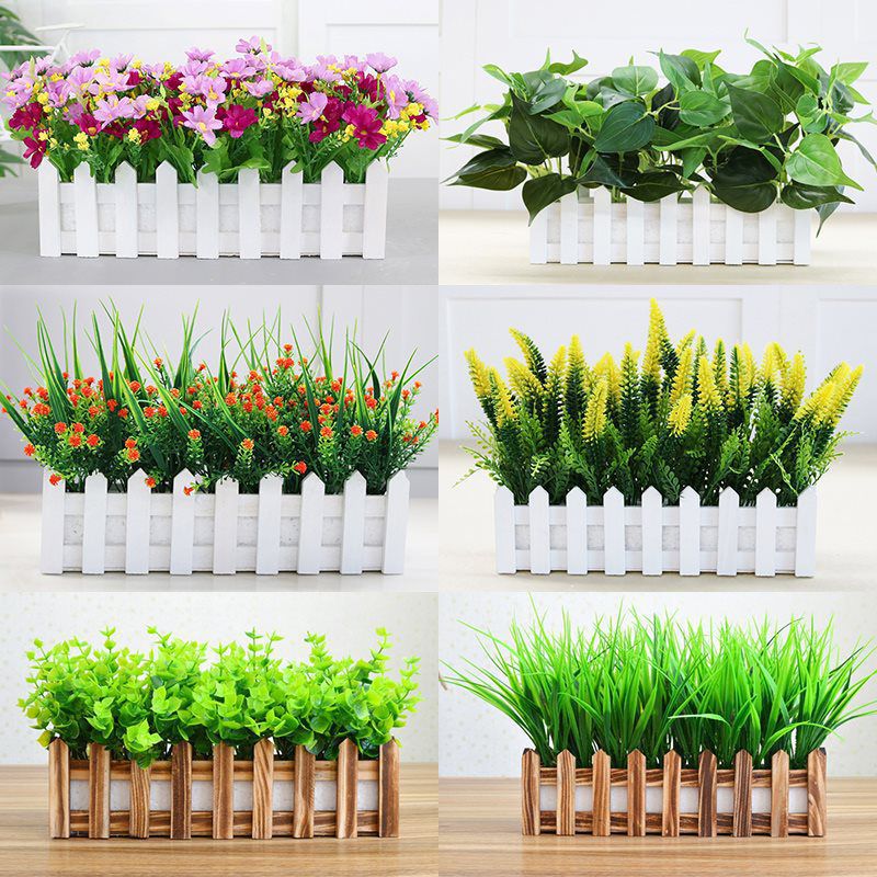 植物绿萝假花草塑料插花束栅栏绢花艺套装饰品客厅家居摆设件