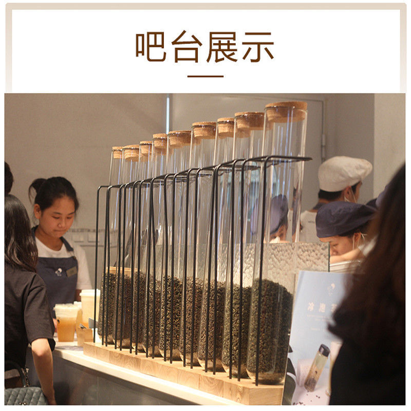 喜茶玻璃试管奶茶店茶叶罐透明罐大密封罐玻璃展示架咖啡豆展示