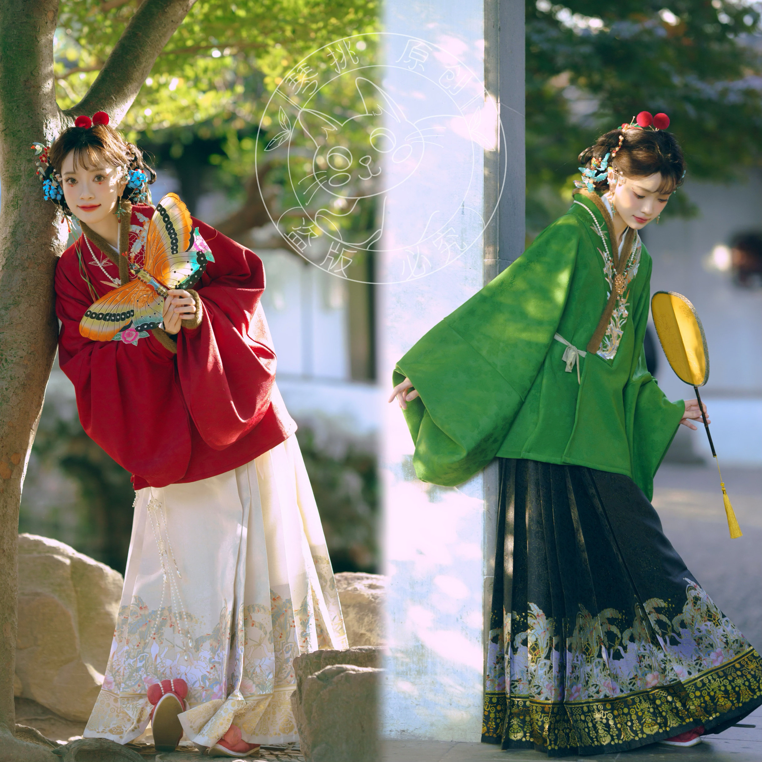 琴挑明制【蕉窗狸奴】春节冬款加绒对穿交猫咪织金马面裙,女装/女士精品,汉服套装,淘宝优惠券,粉丝福利购,淘宝优惠卷