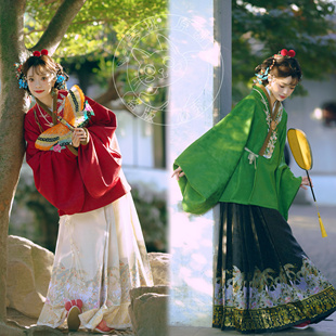 琴挑明制【蕉窗狸奴】春节冬款加绒对穿交猫咪织金马面裙