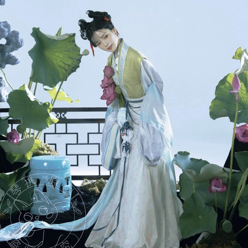 复原仕女图宋制汉服琴挑原创背心