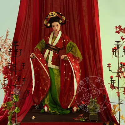 琴挑北魏【西洲曲】舞女俑复原羽袖织金大袖襦12破间色裙