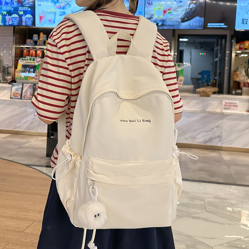 书包女纯色简约大学生上课电脑背包休闲百搭男生初中高中生双肩包
