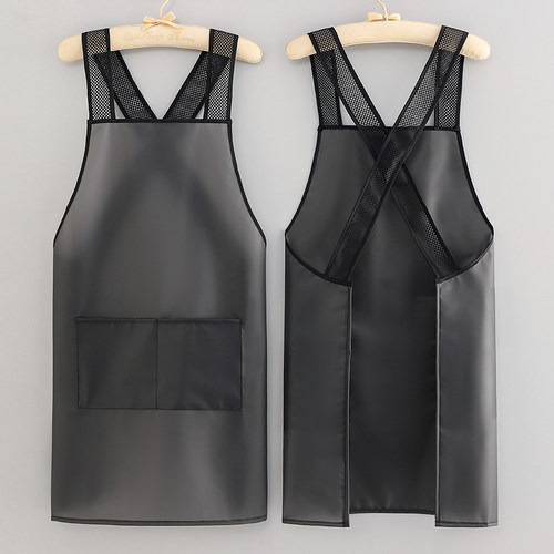 新款防水防油围裙免绑带家用厨房做饭围腰定制logo印字餐饮工作服