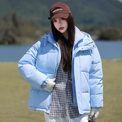 2025冬季韩版宽松短款连帽棉服女