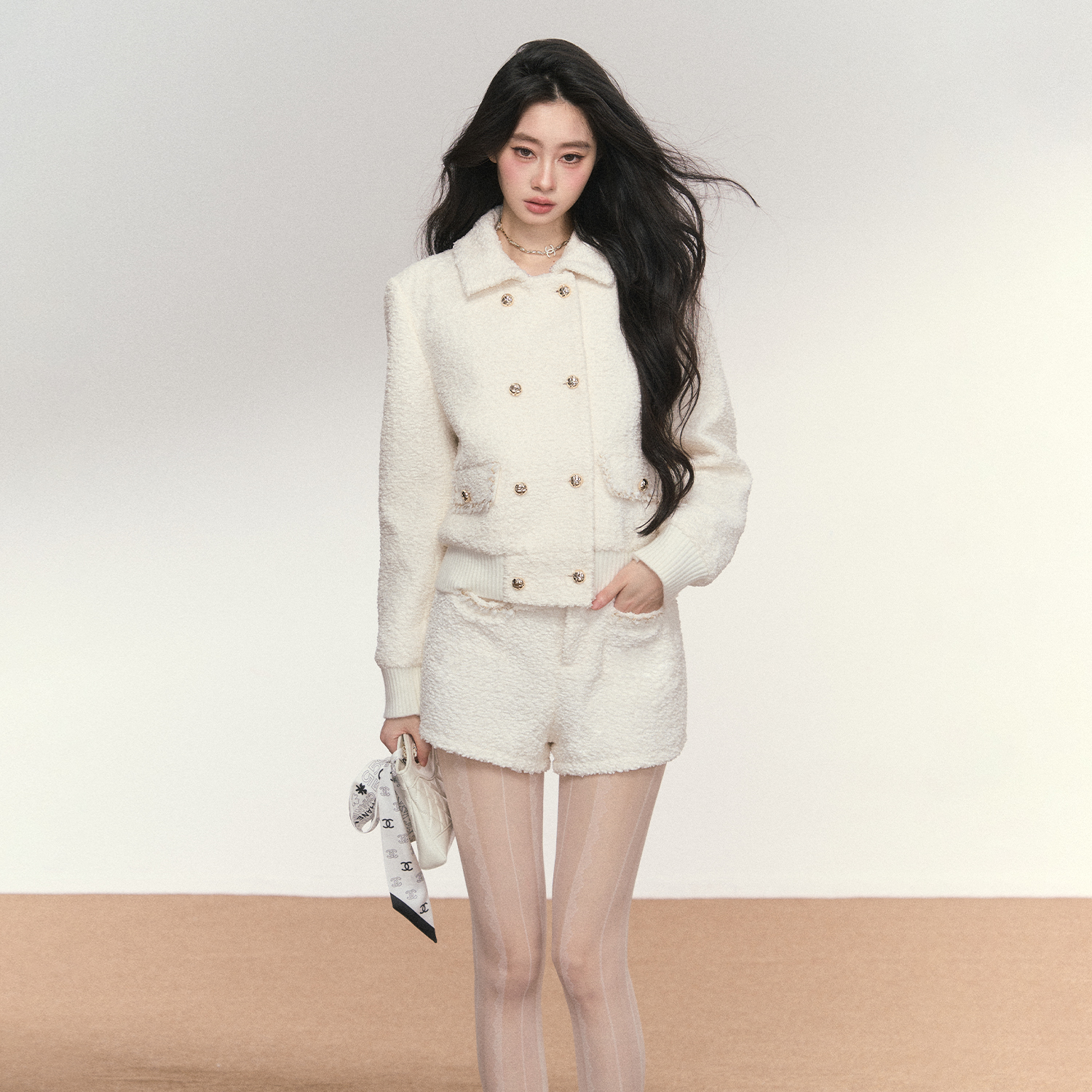 PUNCH 25AW千金感双排扣小香上衣套组短裤