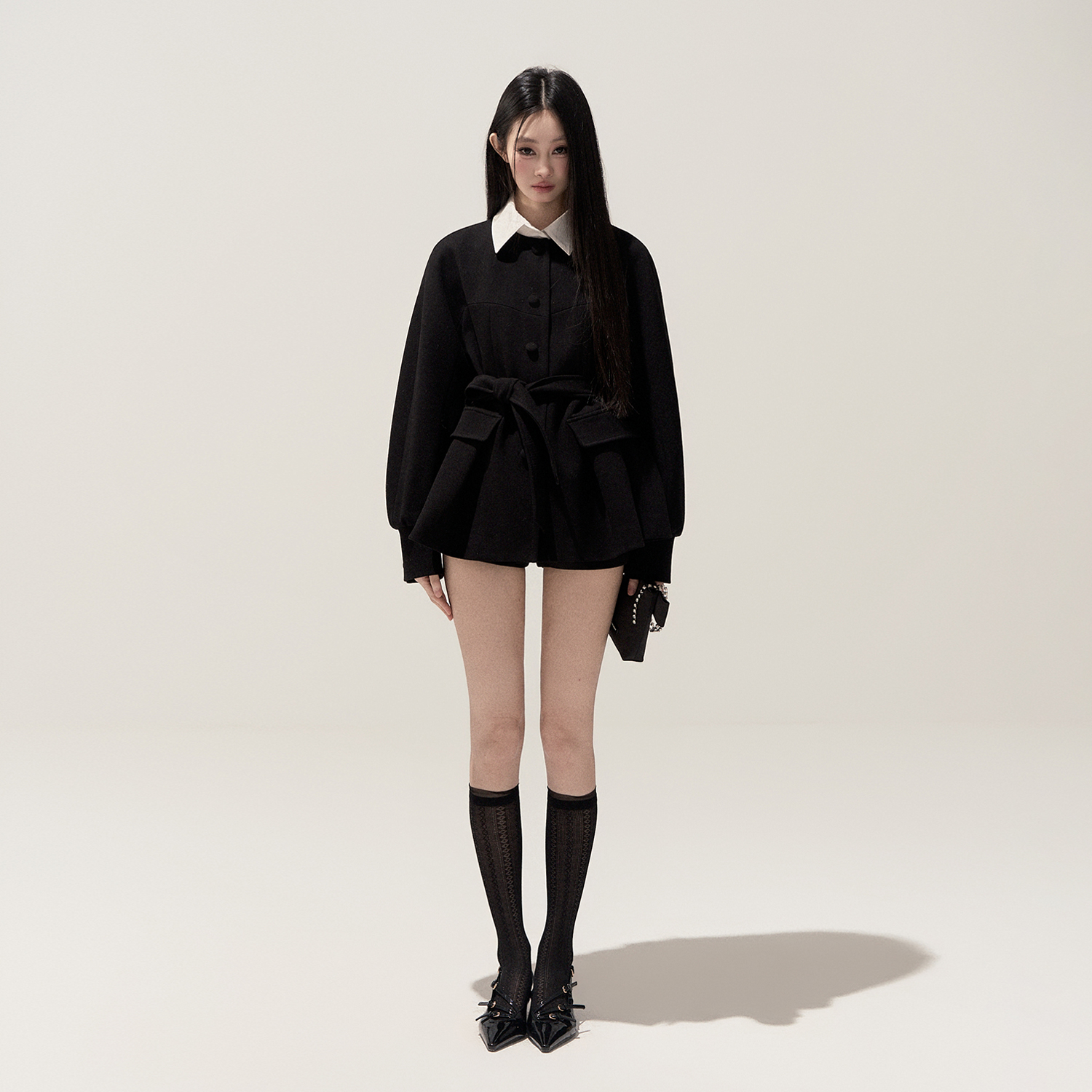 【PUNCH25AW 11.24 10点】假两件黑色西装外套收腰气质上衣外套