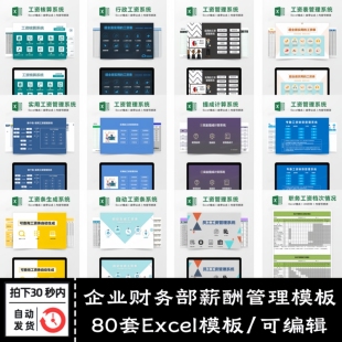 80款公司财务部门工资单薪酬管理系统工资条核算表ExceL电子模板