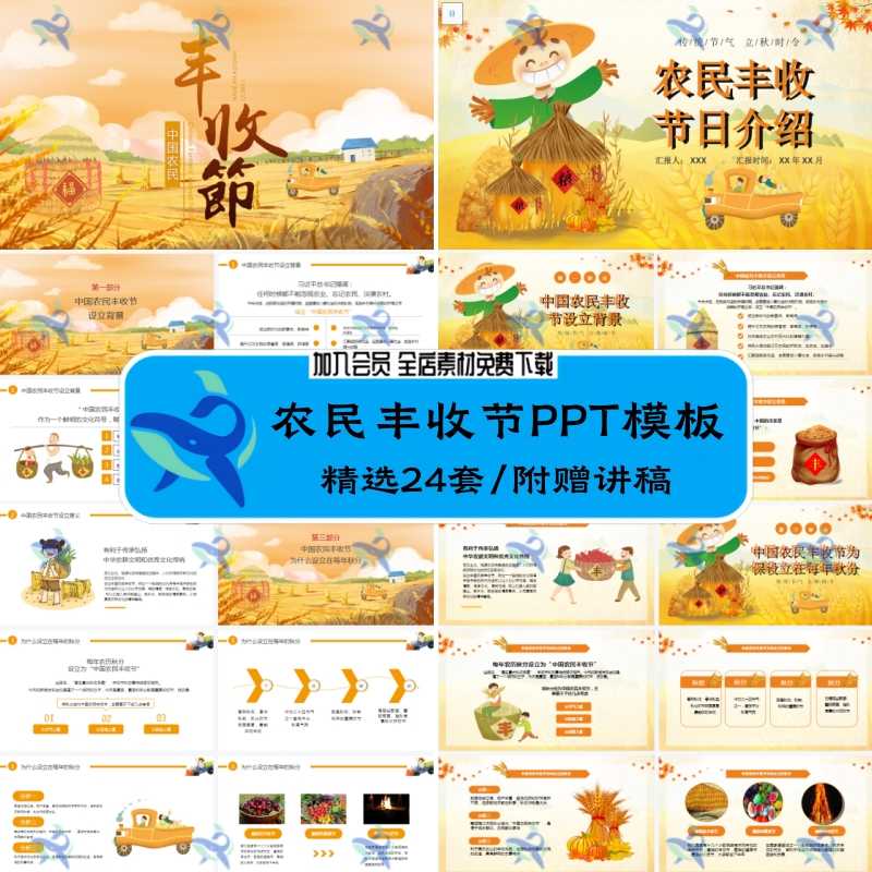 中小学生金秋天丰收季农民丰收节日介绍活动策划宣讲班会PPT模板