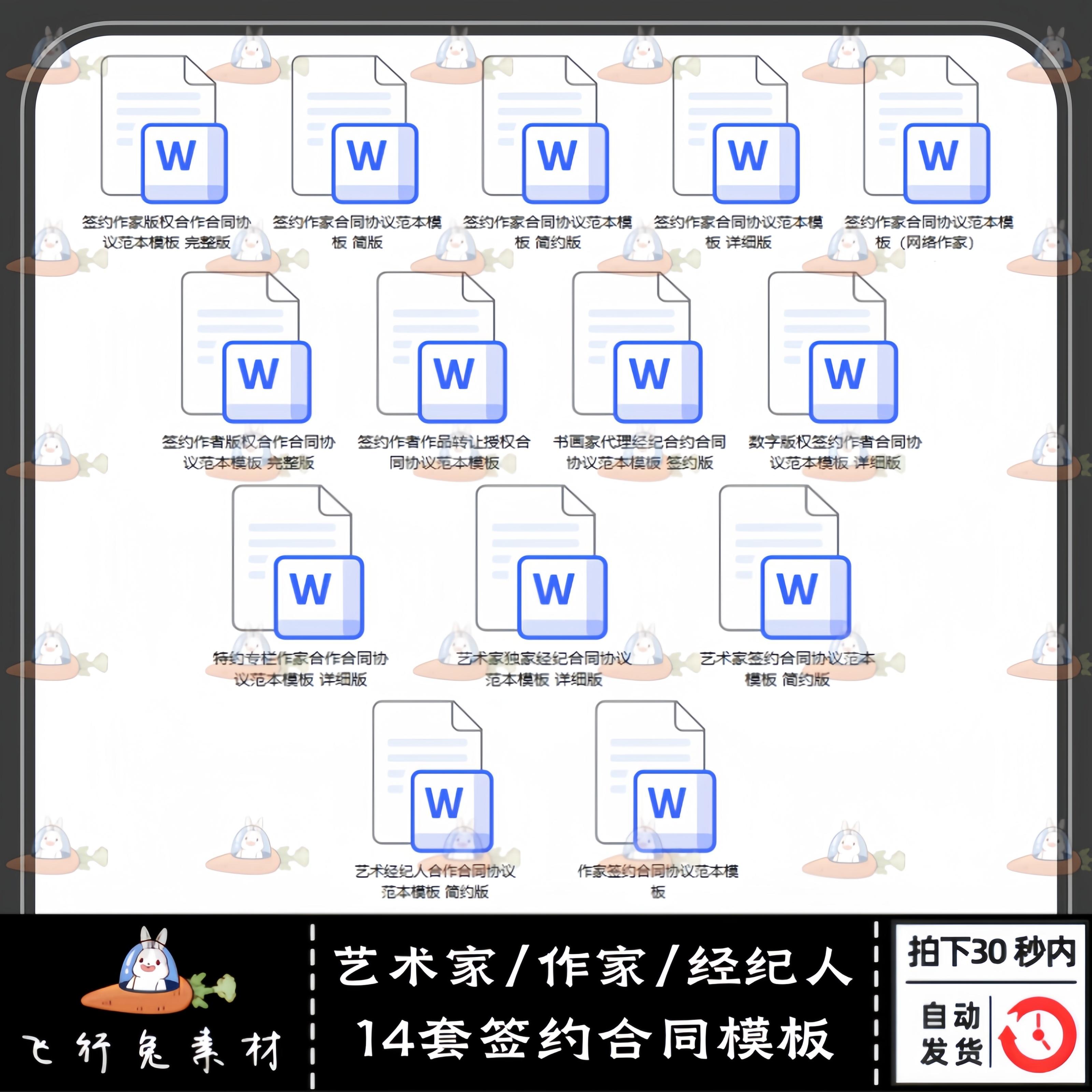 艺术经纪人合作合同模板专栏作家艺术家数字版权小说作者合同范本