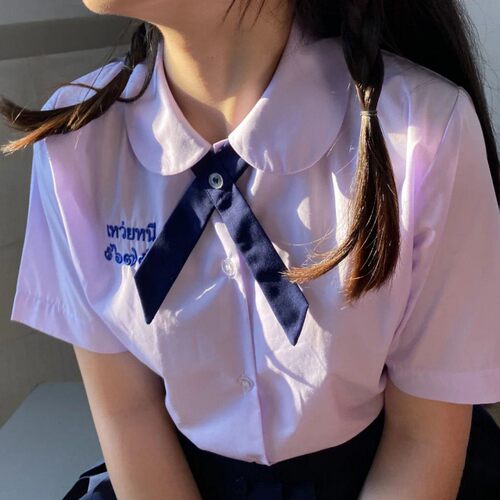 泰式校服JK制服衬衫纯色十字交叉结学院风配饰蝴蝶结领结三色可选