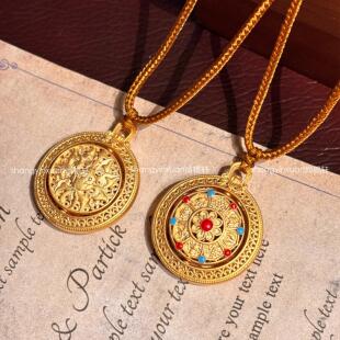 足银八宝罗盘莲花珐琅可转动银吊坠时来运转国风纯银毛衣链尚银轩