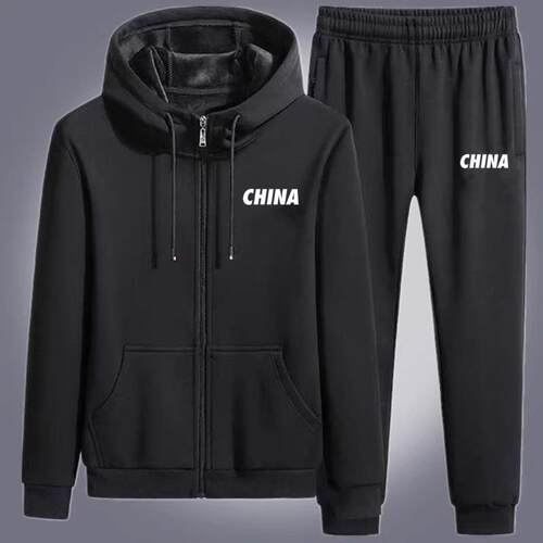 春秋季卫衣套装男连帽潮牌