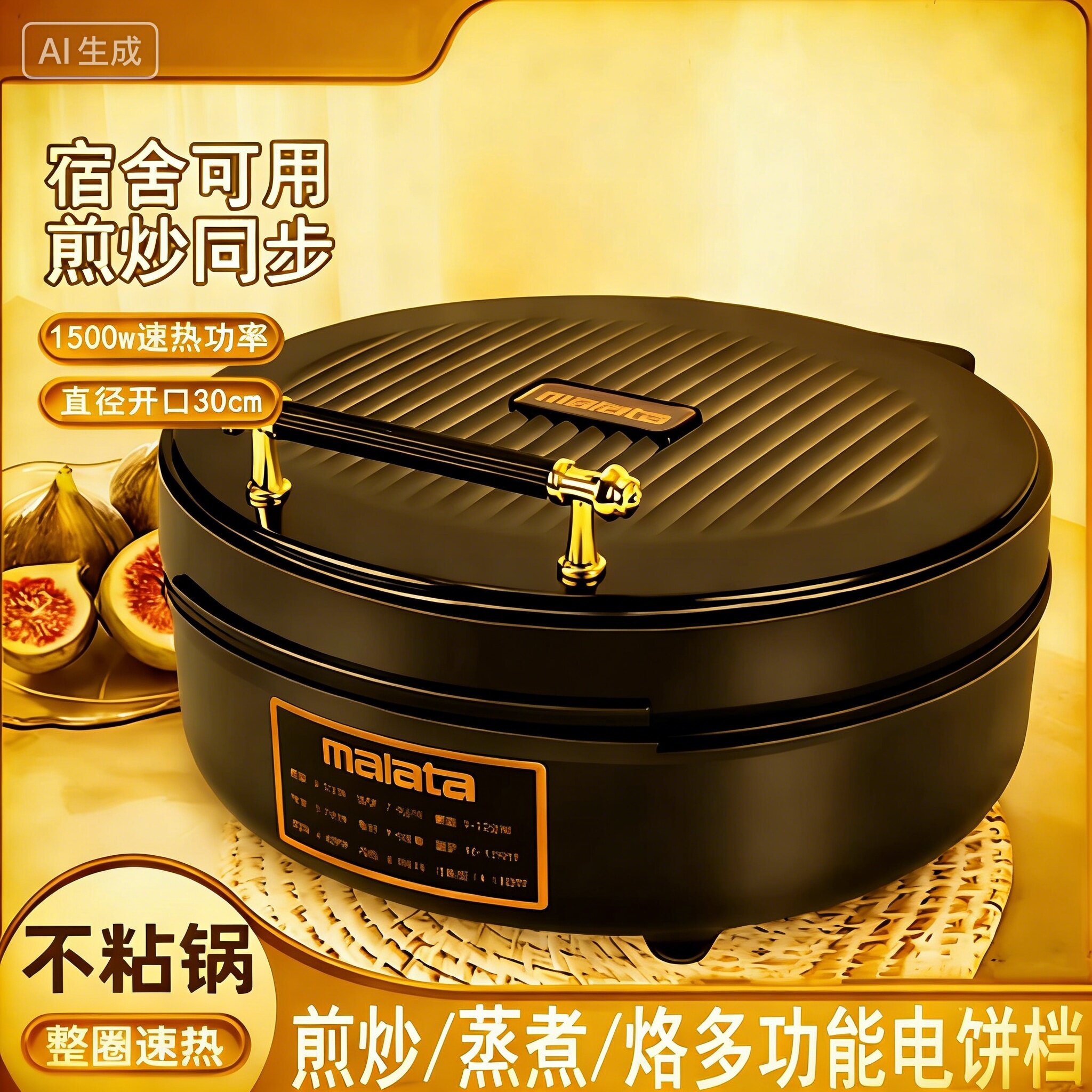 德国工艺电饼铛陶瓷多功能家用双面加热新款加深煎饼烙饼一体机