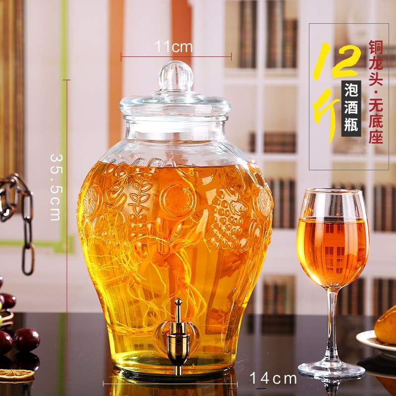 巨胜加厚泡酒玻璃瓶带龙头10斤密封泡酒罐泡酒专用酒瓶酒坛子家用