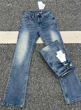 美式cleanfit巴黎竹节水洗蓝牛517直筒微喇修身版型男女同款长裤