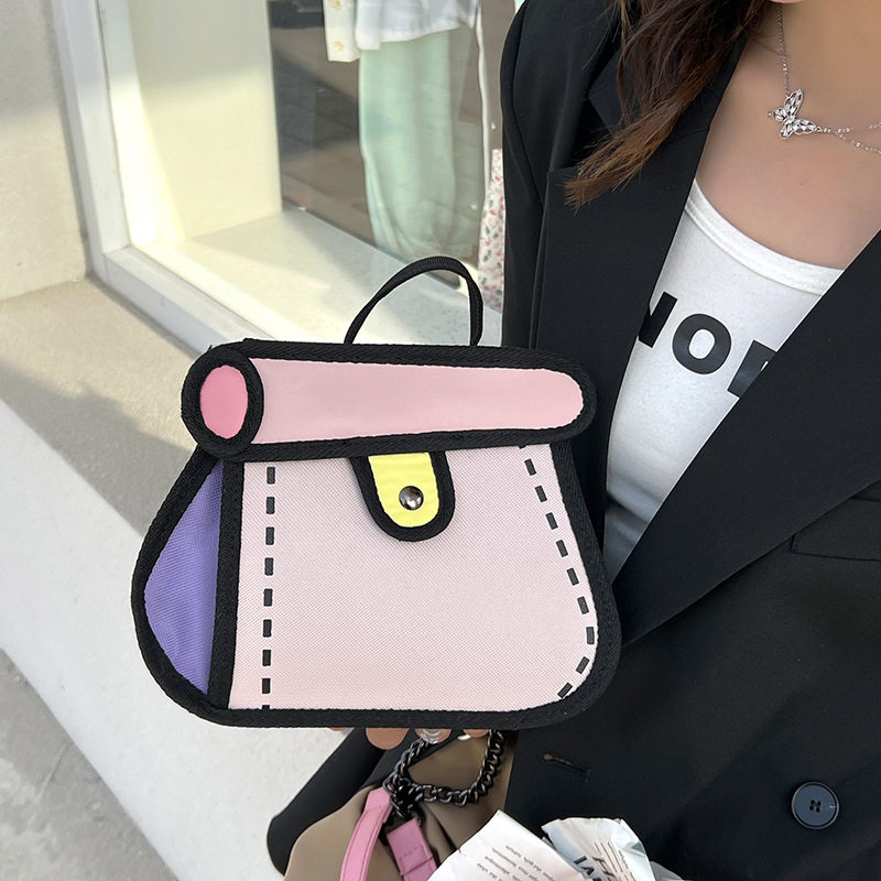 二次元少女心可爱蛋糕包2024新款帆布链条斜挎包轻便小包包女小众