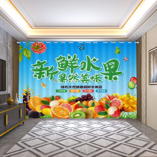 水果店专用窗帘布店铺商用隔断帘