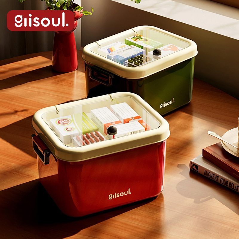 复古风分层药箱家庭装大号双层