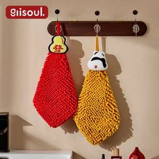 雪尼尔擦手巾挂式超强吸水加厚擦手帕厨房卫生间高颜值可爱抹手布