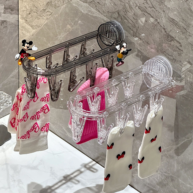 吸盘可折叠袜子晾晒架壁挂式阳台晒袜子神器内衣内裤袜子夹晾衣架,收纳整理,塑料衣架,淘宝优惠券,粉丝福利购,淘宝优惠卷