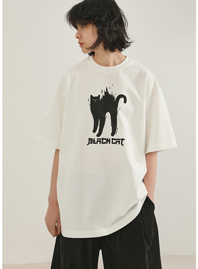 FROMWRTING字由 日系全棉简约趣味印花T恤女无性别男女半袖上衣