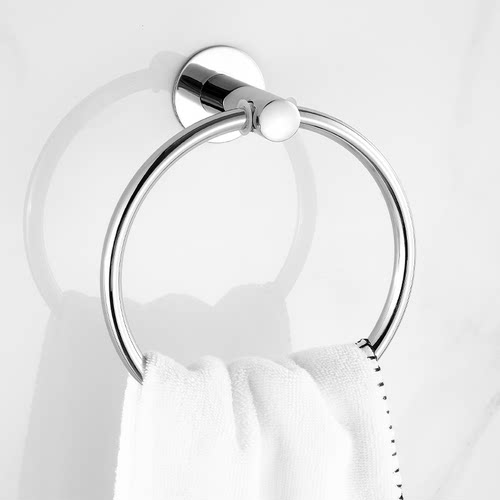 茉棠不锈钢圆形浴室毛巾环免打孔