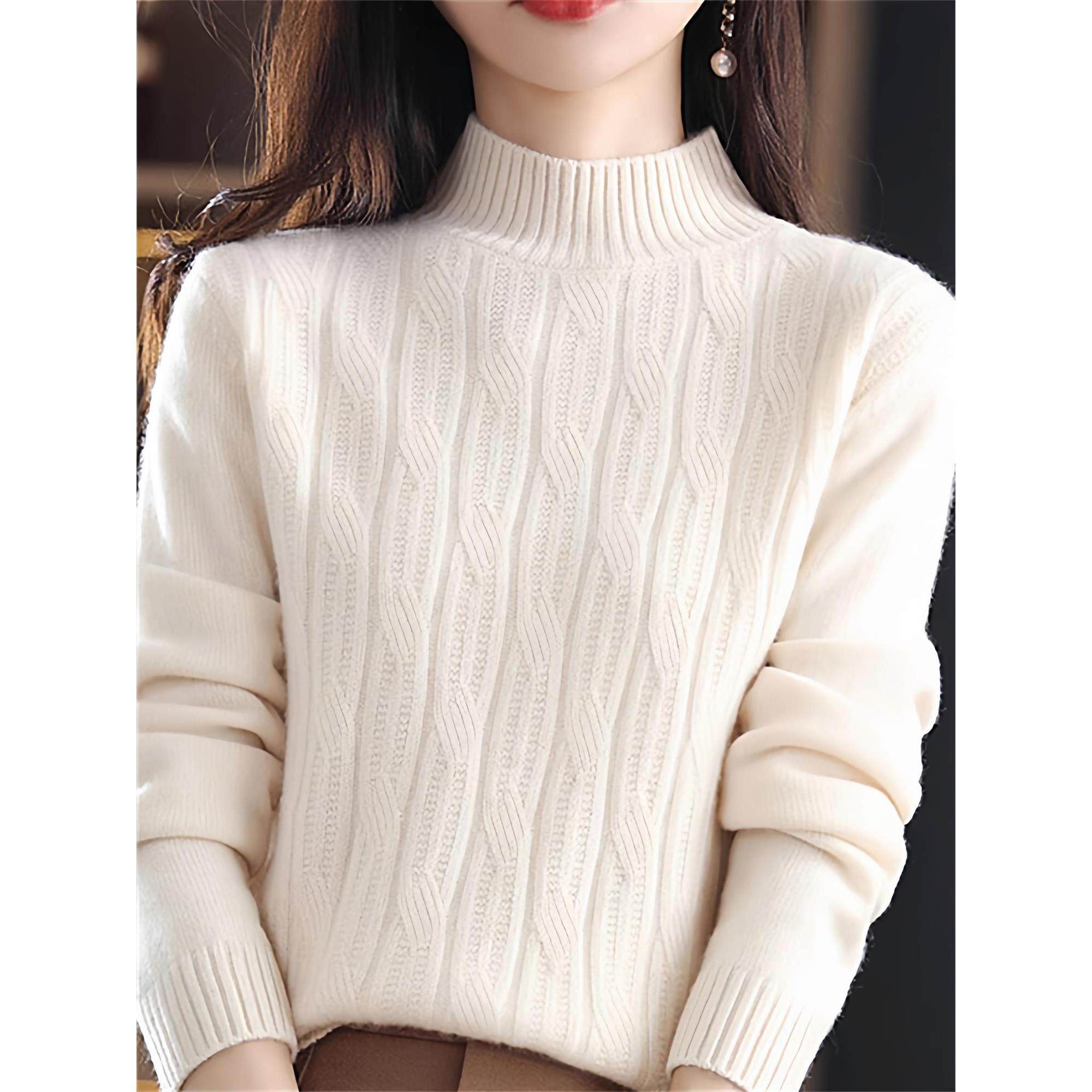 哥家专柜同款2025秋冬新款套头麻花纹螺纹半高领保暖针织加厚毛衣