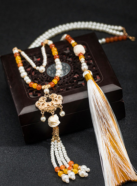 ［云杉］汉服背云长流苏平安锁璎珞项链新中式古风国风马面裙配饰