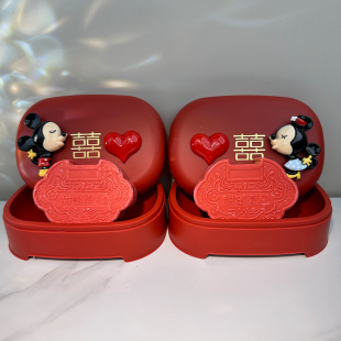 结婚香皂盒一对沥水肥皂盒红色创意喜庆洗漱套装新人陪嫁用品大全