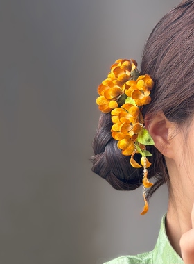 非遗绒花桂花 日常百搭汉服新中式发饰 送礼物