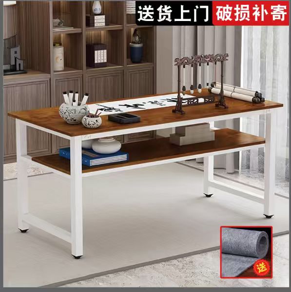 简约双层书法桌书画桌美术绘画桌练字桌学习桌培训桌国画桌可定制