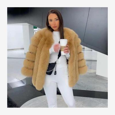 仿狐狸毛皮草外套大衣女