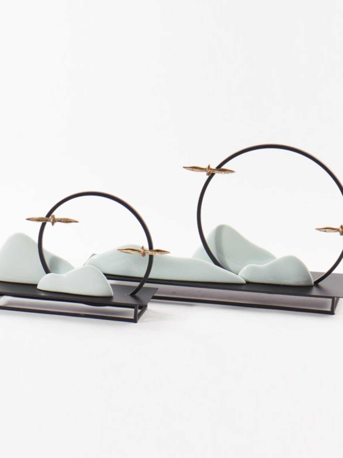 新中式禅意陶瓷假山摆件样板间书房隔断客厅茶几酒店玄关软装饰i.