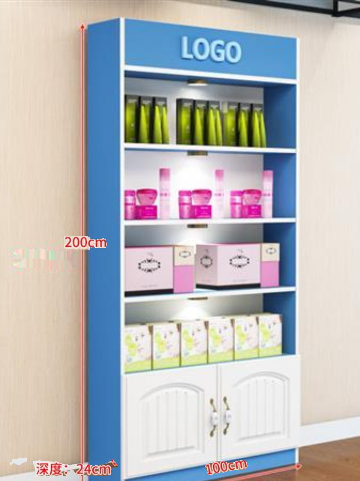 化妆品展示柜美容美甲r店组合货柜产品展示柜精品展柜陈列柜带i.