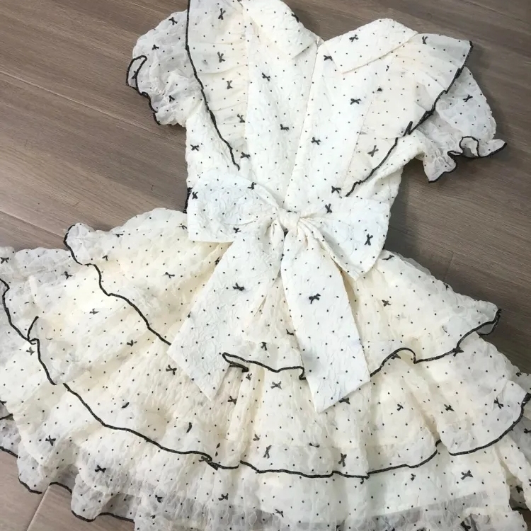 法式洛丽塔甜美初恋气质仙女礼服短裙lolita白色短袖连衣裙子女夏