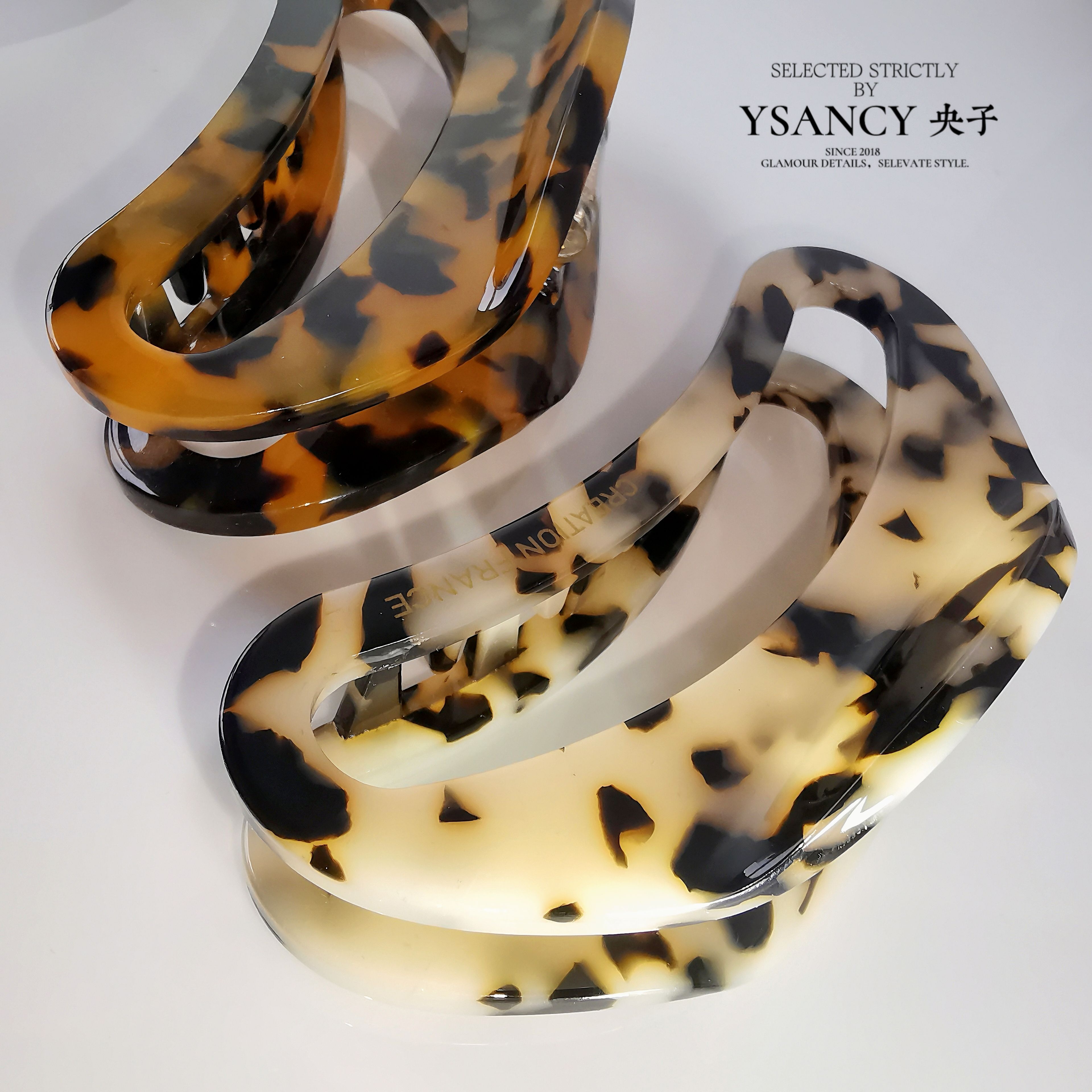 镂空月亮款4mm超厚板醋酸鲨鱼夹