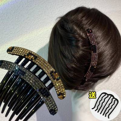 插梳盘发器发饰豹纹发梳防滑发夹头饰卡子妈妈发插发簪女士后脑勺