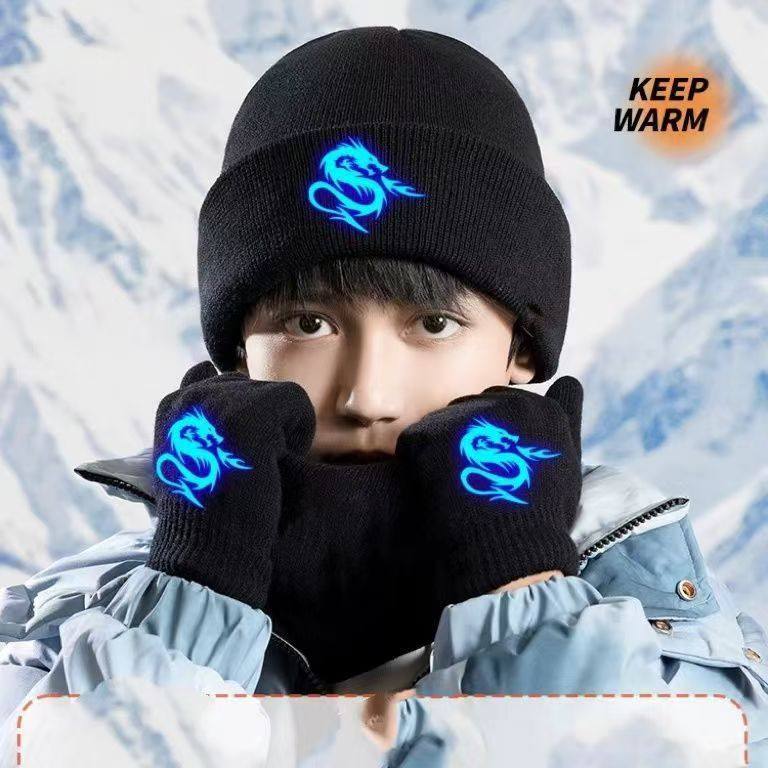 儿童帽子针织帽手套男孩冬季青少年二件套骑行男童毒液骑车学生龙,服饰配件/皮带/帽子/围巾,二件套,淘宝优惠券,粉丝福利购,淘宝优惠卷