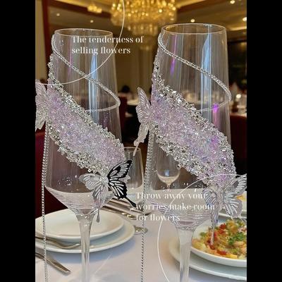 手工diy新婚礼物实用送新人结婚敬酒杯材料包一对成品高脚杯杯子