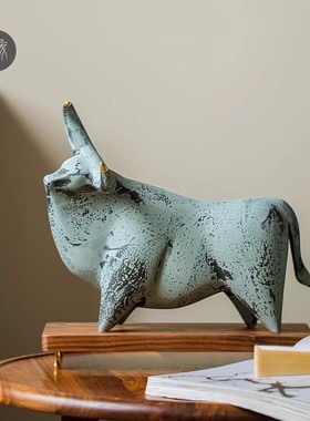 景德镇生肖陶瓷牛摆件牛转乾坤高端艺术雕塑礼品办公室玄关柜书房