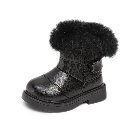 女童防水短靴2023冬季新款棉鞋子小女孩软底保暖棉靴中大童雪地靴